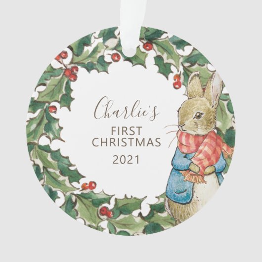 Peter Rabbit | Eerste Kerstmis baby met foto Ornament (voorkant)