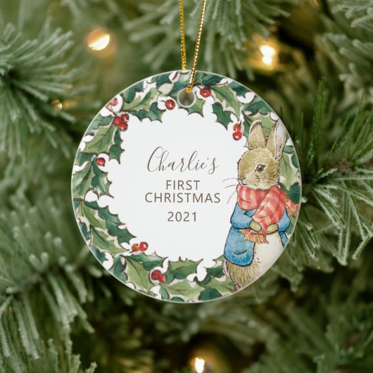 Peter Rabbit | Eerste Kerstmis baby met Keramisch Ornament (Boom)
