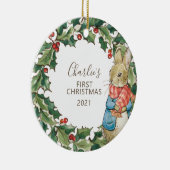 Peter Rabbit | Eerste Kerstmis baby met Keramisch Ornament (Rechts)