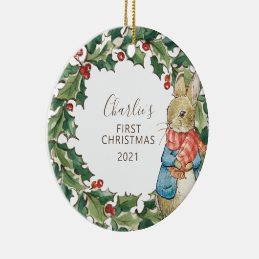 Peter Rabbit | Eerste Kerstmis baby met Keramisch Ornament (Rechts)