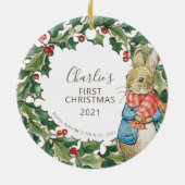 Peter Rabbit | Eerste Kerstmis baby met Keramisch Ornament (Achterkant)