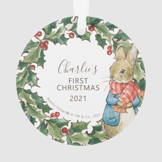 Peter Rabbit | Eerste Kerstmis baby Ornament (achterkant)