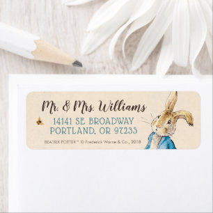 Peter Rabbit   Eerste verjaardag van de baby Etiket