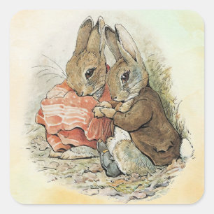 Peter Rabbit en Beniamin Bunny Vierkante Sticker