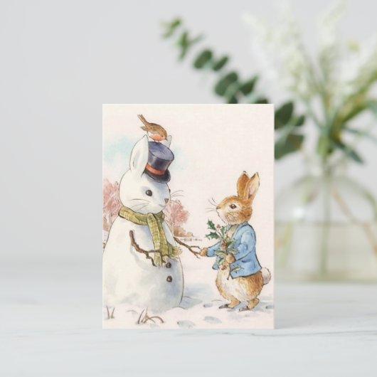 Peter Rabbit en de Sneeuwman van Beatrix Potter Briefkaart (Staand voorkant)