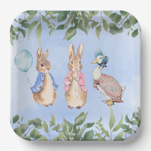 Peter Rabbit en Friends Baby shower Papieren Bordje (Voorkant)