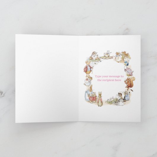 Peter Rabbit en vrienden Christening card - Roze Kaart (Binnen)