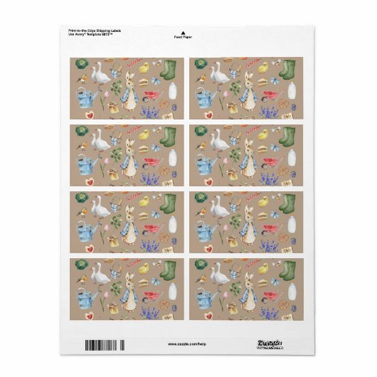 Peter Rabbit étiquette (Feuille entière)