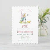Peter Rabbit fille 1er anniversaire invitation (Debout devant)