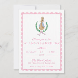 Peter Rabbit First Birthday Party Invitation Kaart