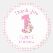 Peter Rabbit First Birthday Ronde Sticker (Voorkant)