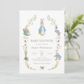 Peter Rabbit Fleur sauvage Baby shower Invitation (Debout devant)