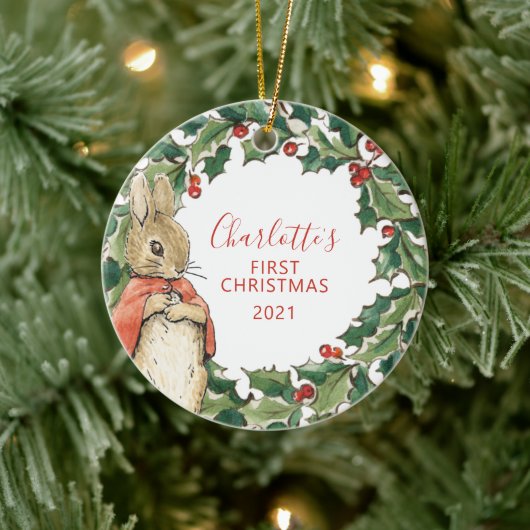Peter Rabbit - Flopsy | Eerste Kerstdag Keramisch Ornament (Boom)