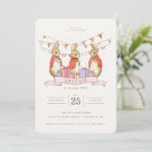 Peter Rabbit | Flopsy Mopsy & Cottontail Verjaarda Kaart (Staand voorkant)