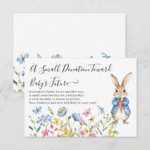 Peter Rabbit Floral een klein donatie Baby shower Informatiekaartje