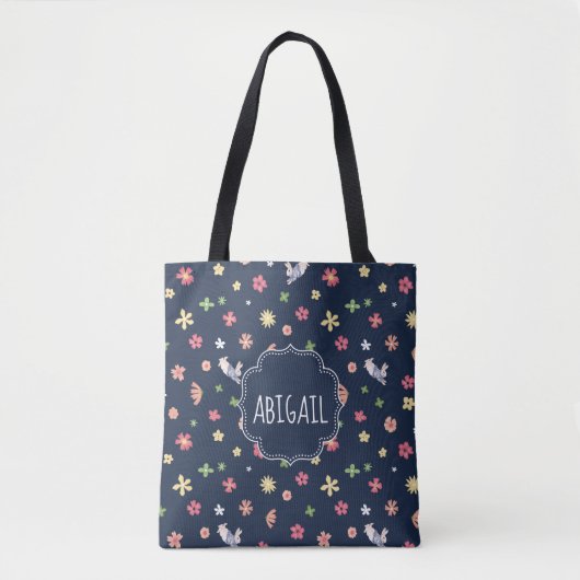 Peter Rabbit | Floral Navy Pattern Draagtas (Voorkant)