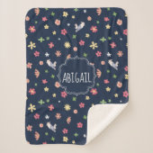 Peter Rabbit | Floral Navy Pattern Sherpa Deken (Voorkant)