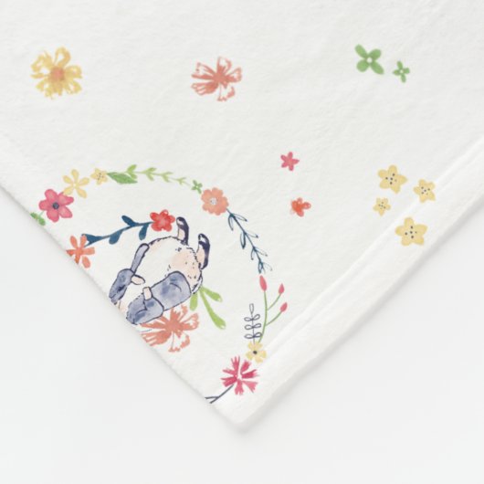 Peter Rabbit | Floral Wreath Pattern Fleece Deken (Hoek)