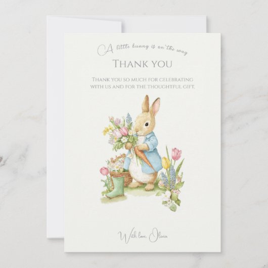 Peter Rabbit Garden Baby shower Bedankkaart (Voorkant)