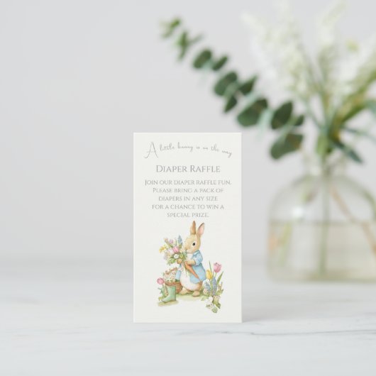 Peter Rabbit Garden Baby shower Luier Raffle Informatiekaartje (Staand voorkant)