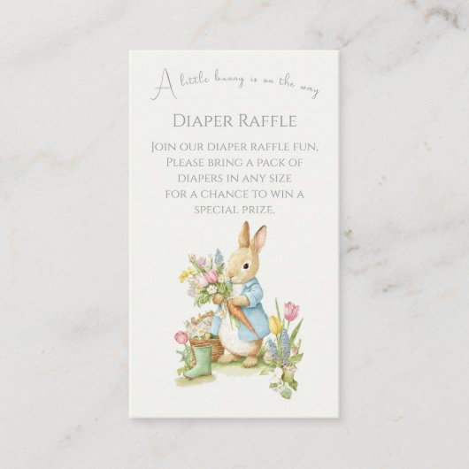 Peter Rabbit Garden Baby shower Luier Raffle Informatiekaartje (Voorkant)