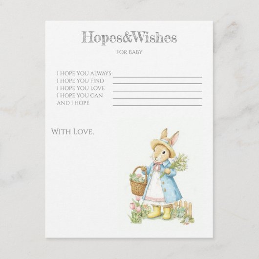 Peter Rabbit Garden Baby shower spel Informatiekaartje (Voorkant)