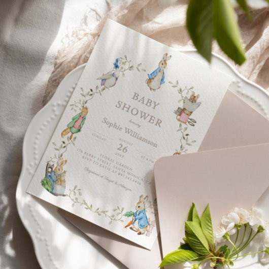 Peter Rabbit Greenery Waterverf Baby shower Kaart