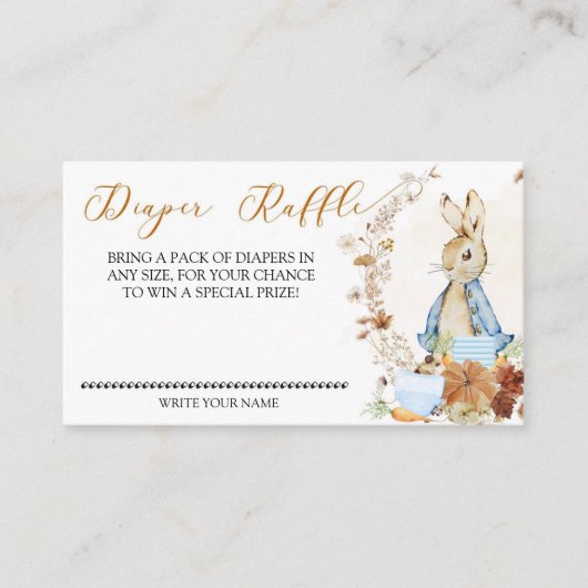 Peter Rabbit Herfst Baby Boy - Luier Raffle Kaart (Voorkant)