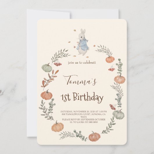 Peter Rabbit herfst herfst Uitnodiging (Voorkant)