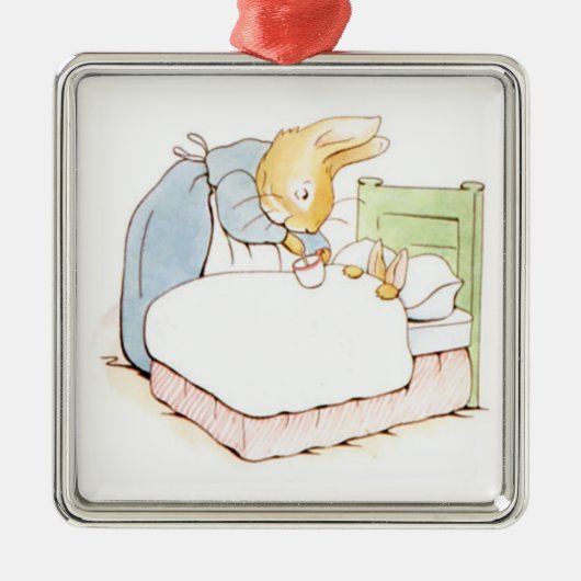 Peter Rabbit in Bed (Fed by his Moeder) Metalen Ornament (Voorkant)