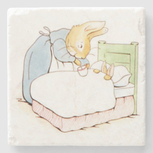 Peter Rabbit in Bed (Fed by his Moeder) Stenen Onderzetter