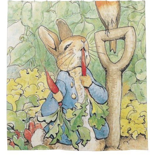 Peter Rabbit in the Garden - Beatrix Potter Douchegordijn (Voorkant)