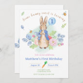 Peter Rabbit Invitation Anniversaire Bunny 1er Inv (Devant / Derrière)