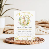 Peter Rabbit Invitation Baby shower Floral Jaune