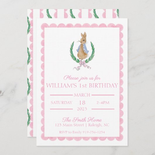 Peter Rabbit Invitation de fête d'anniversaire (Devant / Derrière)