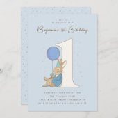 Peter Rabbit | Jongen 1e Verjaardag Blauwe Confett Kaart (Voorkant / Achterkant)