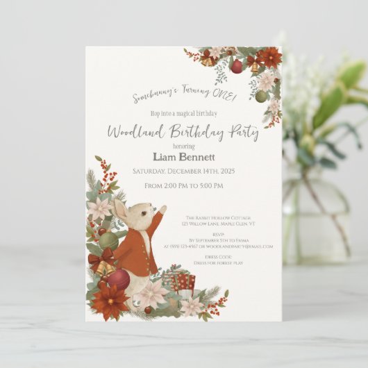 Peter Rabbit Kerstdag Uitnodiging (Staand voorkant)