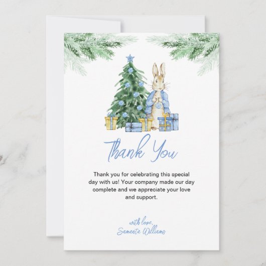 Peter Rabbit Kerstmis Baby shower Bedankkaart (Voorkant)