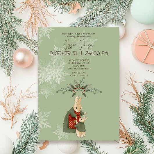Peter Rabbit Kerstmis Baby shower Kaart