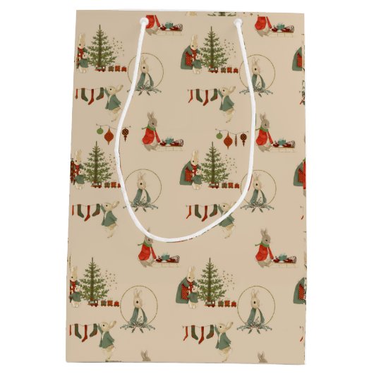 Peter Rabbit Kerstmis Middelgrote Gift Bag Medium Cadeauzakje (Achterkant)