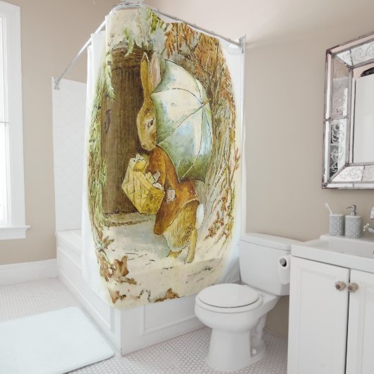 “Peter Rabbit met Winterparaplu” van Beatrix Pot Douchegordijn (In situ)