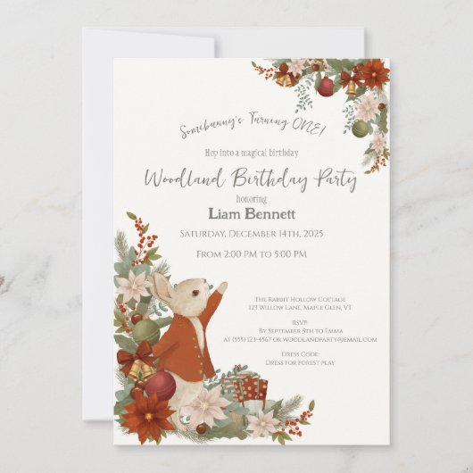Peter Rabbit Noël Anniversaire Invitation (Devant)
