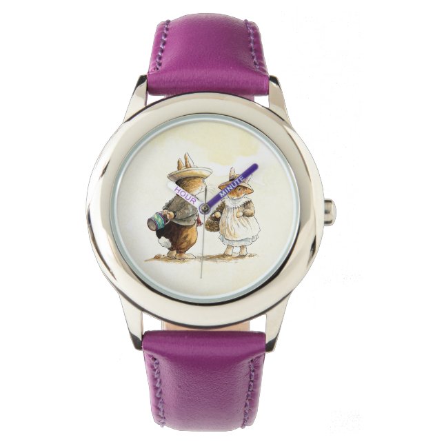 Peter Rabbit (paar) Horloge (Voorkant)