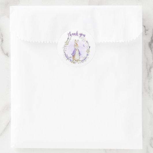 Peter Rabbit Paarse Baby shower Dank u Ronde Sticker (Tas)