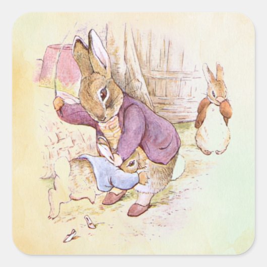 Peter Rabbit (pap) Square Sticker (Voorkant)