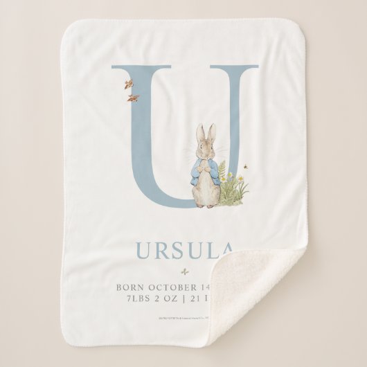 Peter Rabbit | Personalized Letter U Sherpa Deken (Voorkant)
