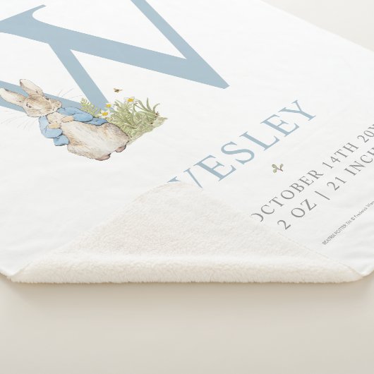 Peter Rabbit | Personalized Letter W Sherpa Deken (3/4)