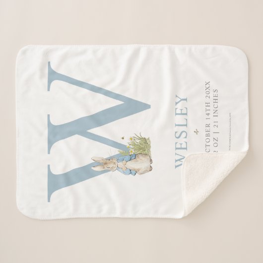 Peter Rabbit | Personalized Letter W Sherpa Deken (Voorkant (horizontaal))
