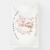 Peter Rabbit Pink 1st Birthday Some Bunny is ONE Spandoek (Verticaal)