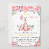 Peter Rabbit Pink Baby shower Invitation Kaart (Voorkant)